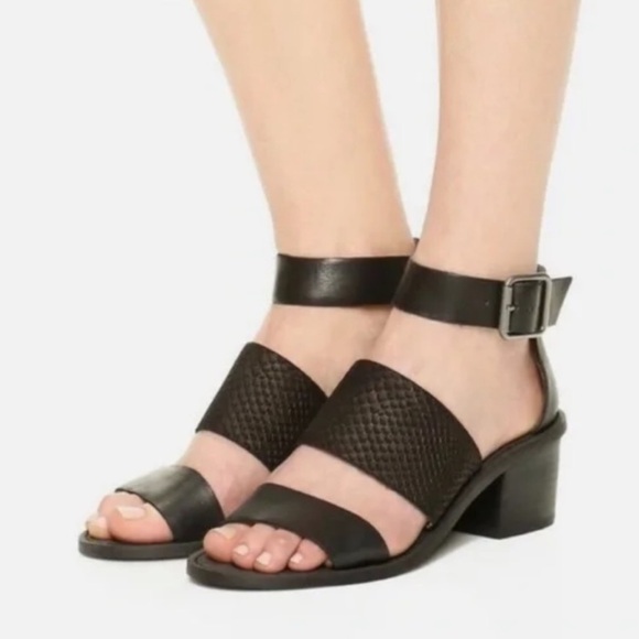 MADEWELL Warren Leather Double Strap Sandals Heels Wedges - Picture 3 of 14